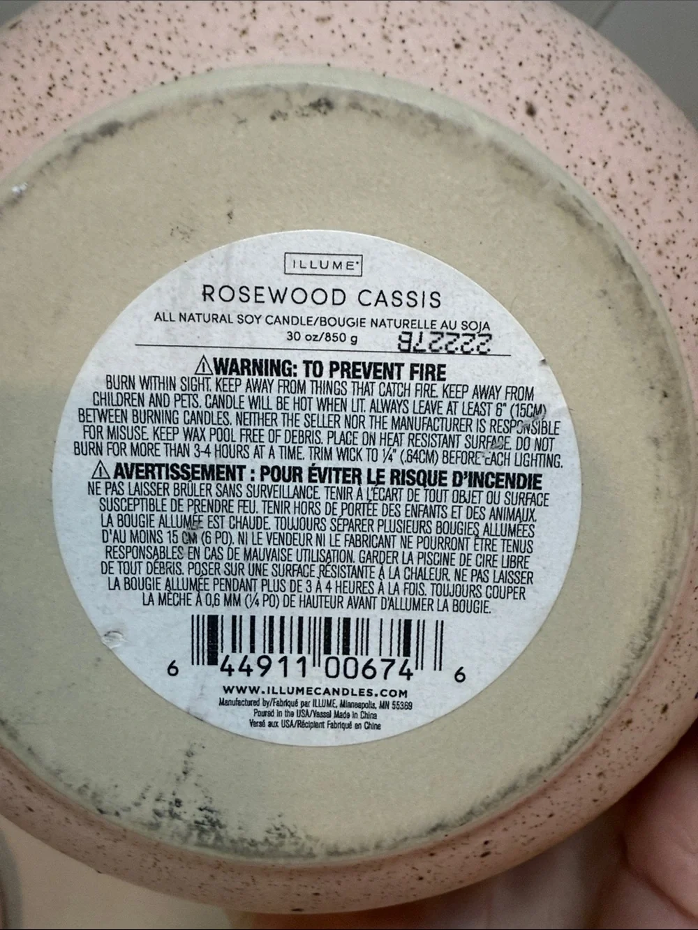 ILLUME Elemental Rosewood Cassis 30 oz Ceramic Candle 3 Wick New